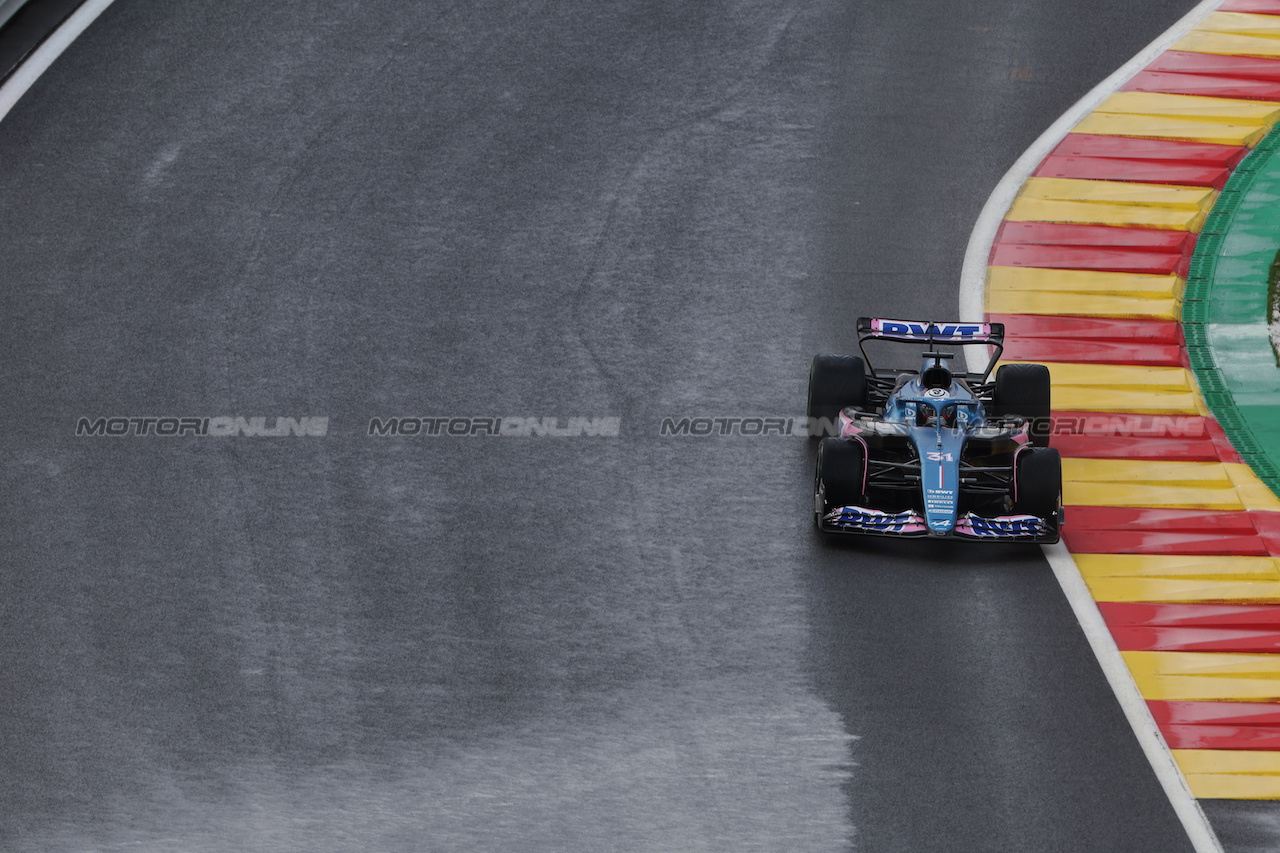 GP BELGIO, Esteban Ocon (FRA) Alpine F1 Team A523.
28.07.2023. Formula 1 World Championship, Rd 13, Belgian Grand Prix, Spa Francorchamps, Belgium, Qualifiche Day.
 - www.xpbimages.com, EMail: requests@xpbimages.com © Copyright: Rew / XPB Images