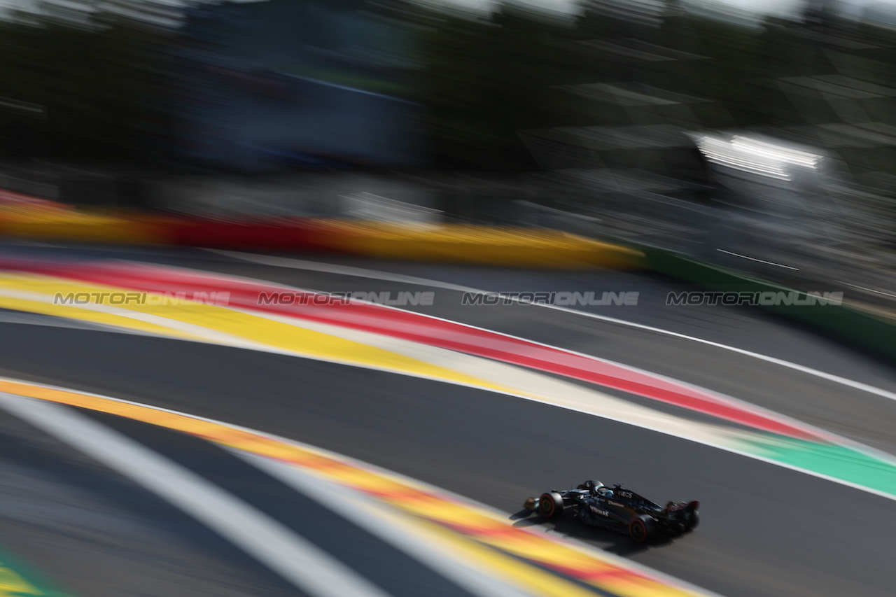 GP BELGIO, George Russell (GBR) Mercedes AMG F1 W14.
28.07.2023. Formula 1 World Championship, Rd 13, Belgian Grand Prix, Spa Francorchamps, Belgium, Qualifiche Day.
 - www.xpbimages.com, EMail: requests@xpbimages.com © Copyright: Rew / XPB Images