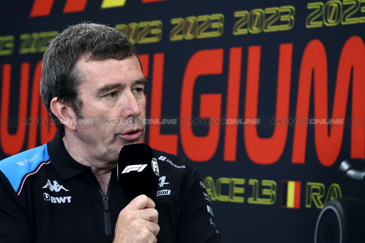 GP BELGIO, Bruno Famin (FRA) Alpine Motorsports Vice President in the FIA Press Conference.

28.07.2023. Formula 1 World Championship, Rd 13, Belgian Grand Prix, Spa Francorchamps, Belgium, Qualifiche Day.

- www.xpbimages.com, EMail: requests@xpbimages.com © Copyright: Bearne / XPB Images