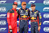 GP BELGIO, Qualifiche top three in parc ferme (L to R): Charles Leclerc (MON) Ferrari, second; Max Verstappen (NLD) Red Bull Racing, pole position; Sergio Perez (MEX) Red Bull Racing, third.
28.07.2023. Formula 1 World Championship, Rd 13, Belgian Grand Prix, Spa Francorchamps, Belgium, Qualifiche Day.
- www.xpbimages.com, EMail: requests@xpbimages.com © Copyright: Batchelor / XPB Images