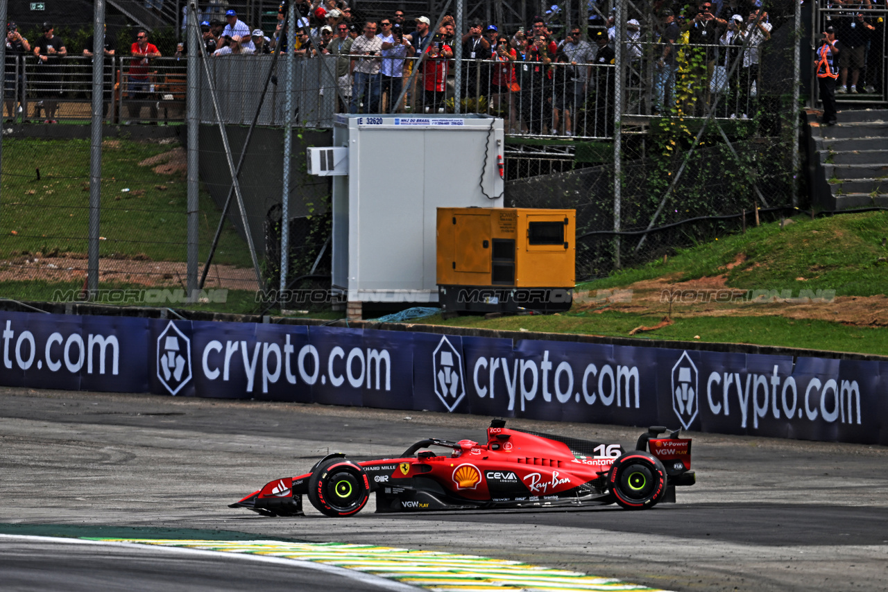GP BRASILE, Charles Leclerc (MON) Ferrari SF-23 crashed out on the formation lap.

05.11.2023. Formula 1 World Championship, Rd 21, Brazilian Grand Prix, Sao Paulo, Brazil, Gara Day.

- www.xpbimages.com, EMail: requests@xpbimages.com © Copyright: Price / XPB Images