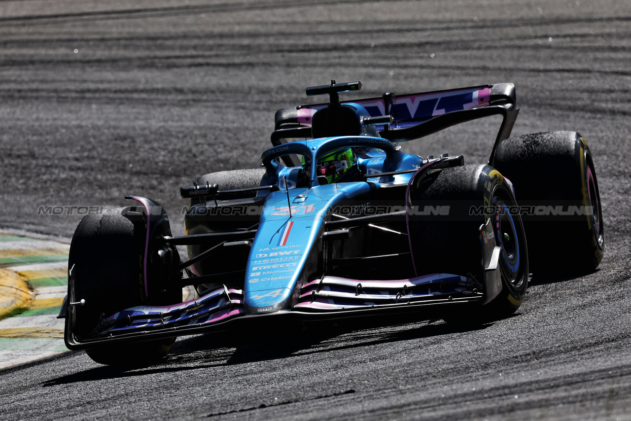 GP BRASILE, Esteban Ocon (FRA) Alpine F1 Team A523.

05.11.2023. Formula 1 World Championship, Rd 21, Brazilian Grand Prix, Sao Paulo, Brazil, Gara Day.

- www.xpbimages.com, EMail: requests@xpbimages.com © Copyright: Staley / XPB Images
