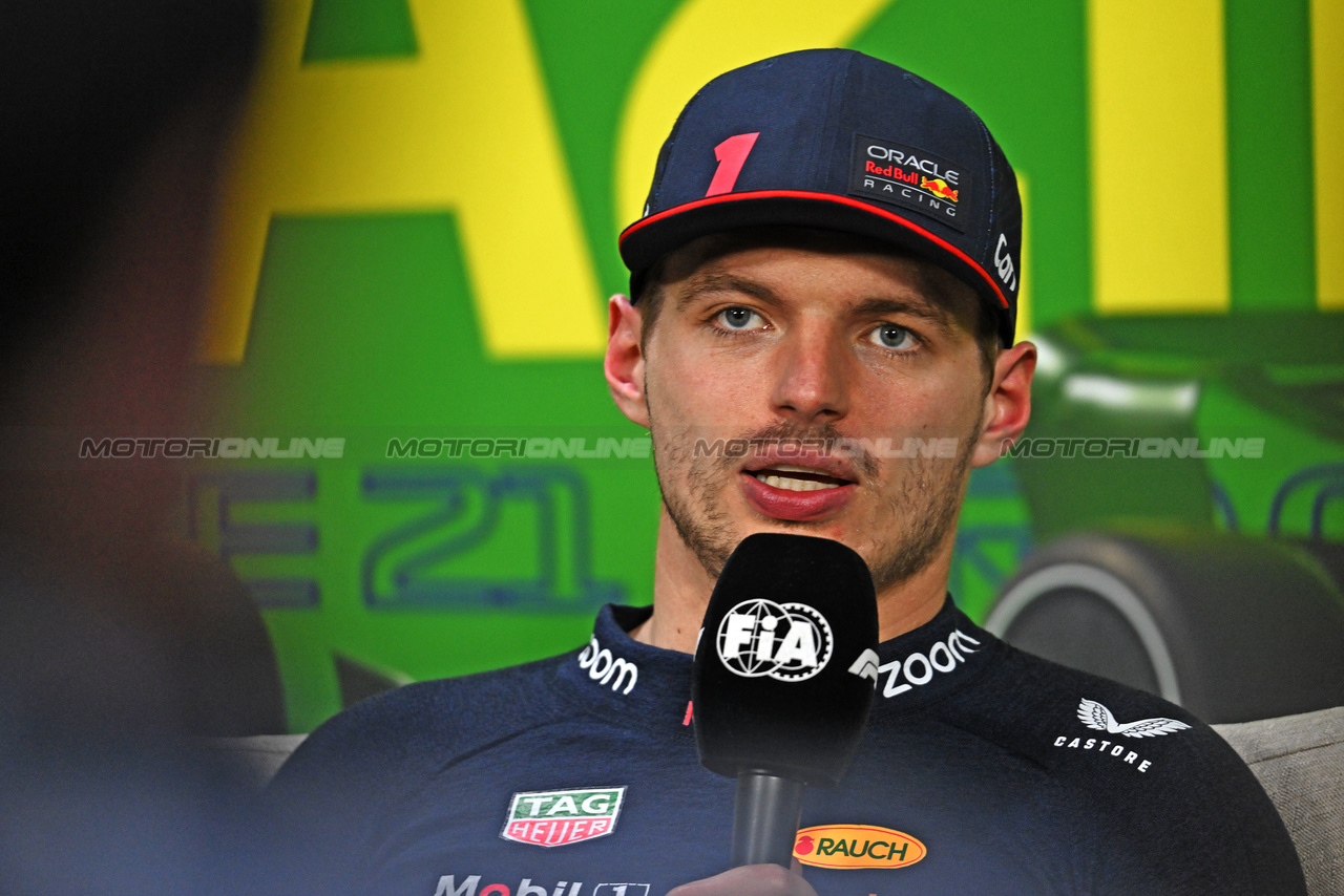 GP BRASILE, Max Verstappen (NLD) Red Bull Racing in the post race FIA Press Conference.

05.11.2023. Formula 1 World Championship, Rd 21, Brazilian Grand Prix, Sao Paulo, Brazil, Gara Day.

- www.xpbimages.com, EMail: requests@xpbimages.com © Copyright: Price / XPB Images