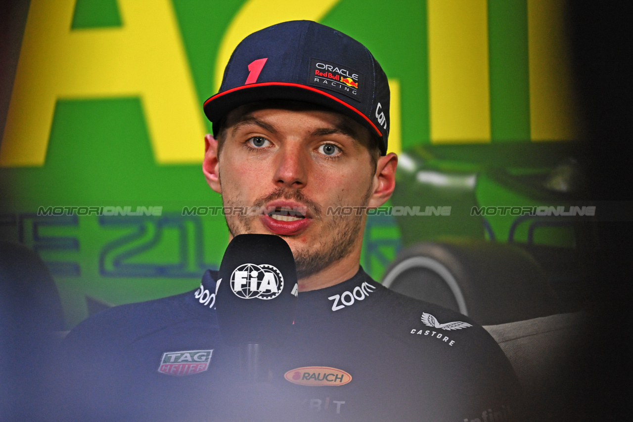 GP BRASILE, Max Verstappen (NLD) Red Bull Racing in the post race FIA Press Conference.

05.11.2023. Formula 1 World Championship, Rd 21, Brazilian Grand Prix, Sao Paulo, Brazil, Gara Day.

- www.xpbimages.com, EMail: requests@xpbimages.com © Copyright: Price / XPB Images