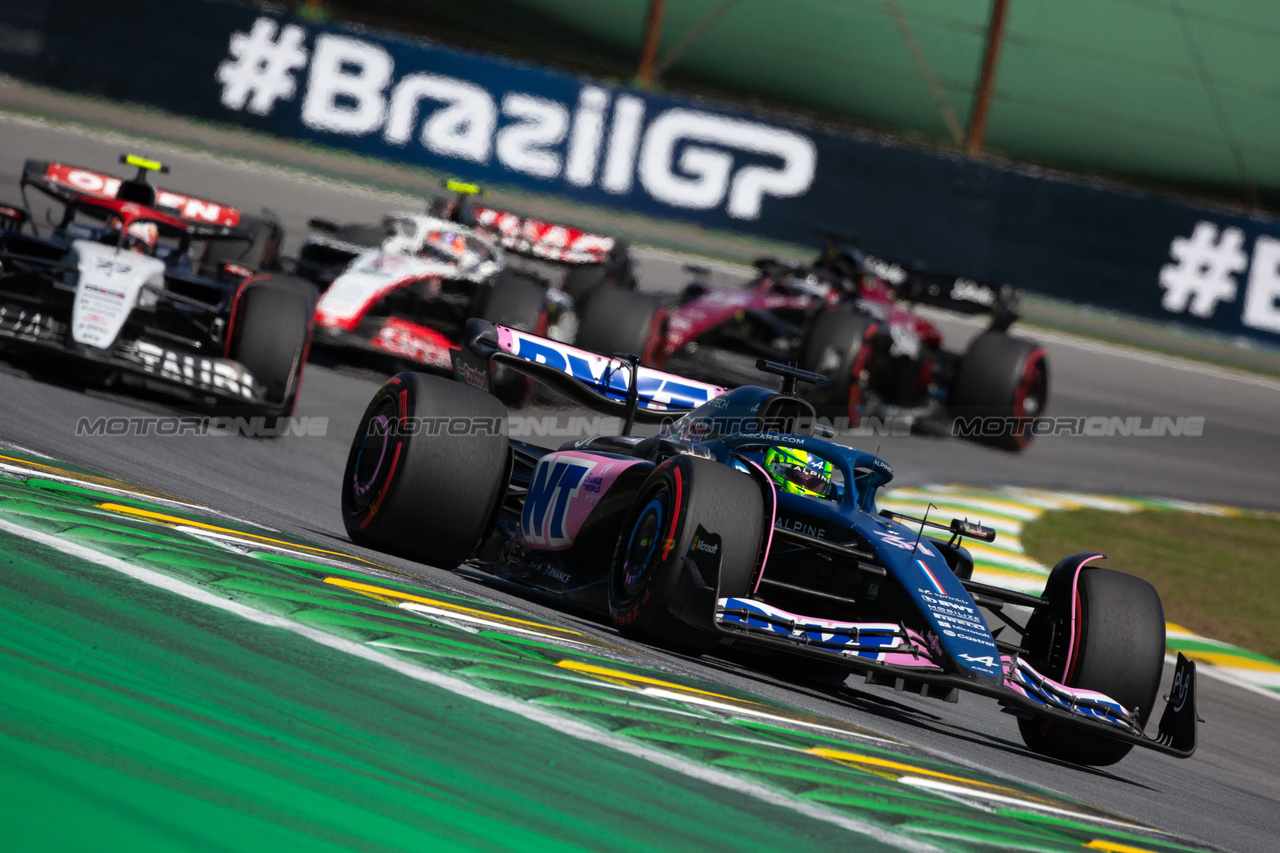 GP BRASILE, Esteban Ocon (FRA) Alpine F1 Team A523.

05.11.2023. Formula 1 World Championship, Rd 21, Brazilian Grand Prix, Sao Paulo, Brazil, Gara Day.

- www.xpbimages.com, EMail: requests@xpbimages.com © Copyright: XPB Images