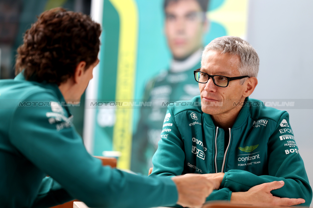 GP BRASILE, Mike Krack (LUX) Aston Martin F1 Team, Team Principal with Pedro De La Rosa (ESP) Aston Martin F1 Team, Team Ambassador.

02.11.2023. Formula 1 World Championship, Rd 21, Brazilian Grand Prix, Sao Paulo, Brazil, Preparation Day.

- www.xpbimages.com, EMail: requests@xpbimages.com © Copyright: Staley / XPB Images