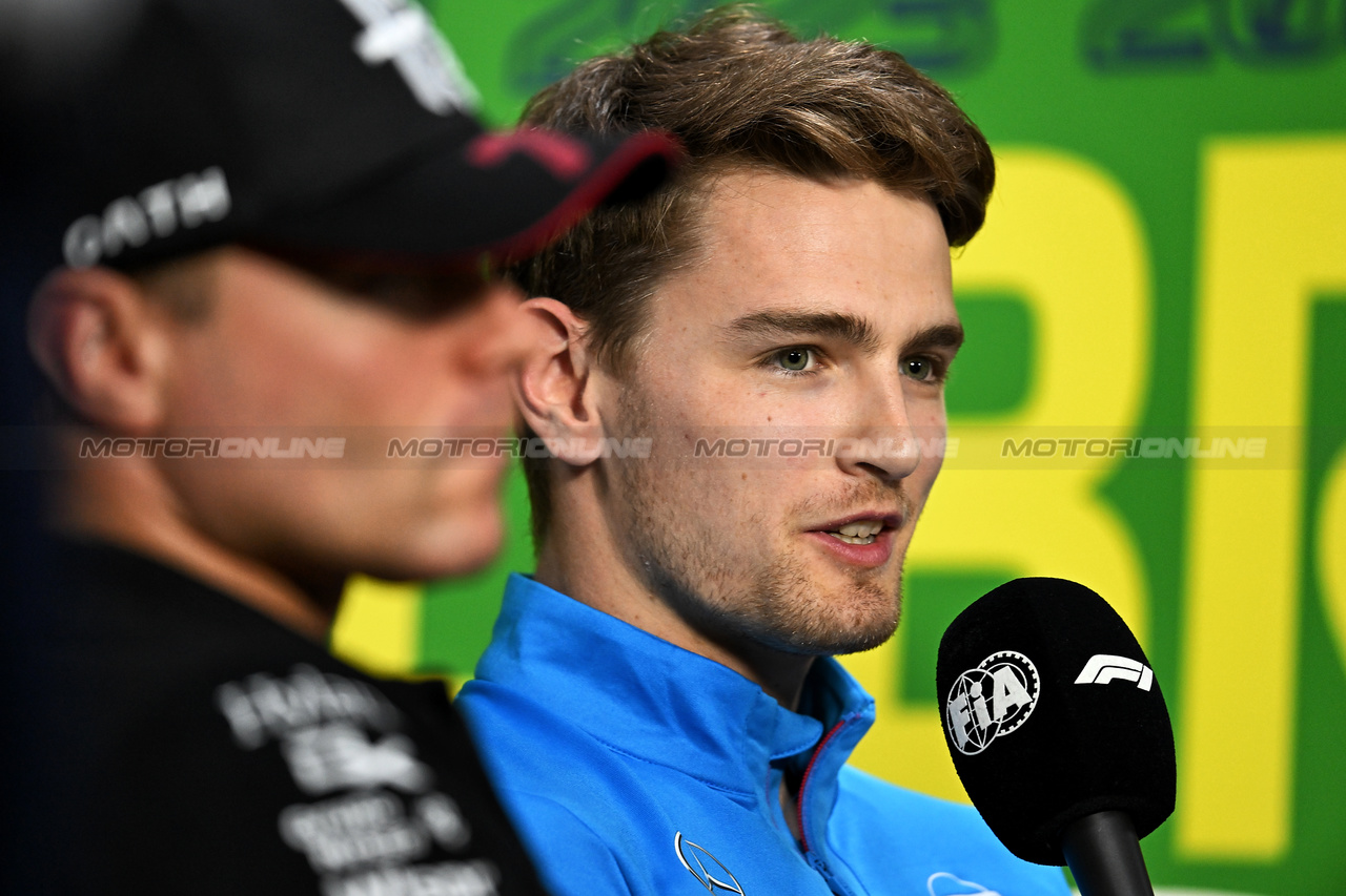 GP BRASILE, Logan Sargeant (USA) Williams Racing in the FIA Press Conference.

02.11.2023. Formula 1 World Championship, Rd 21, Brazilian Grand Prix, Sao Paulo, Brazil, Preparation Day.

- www.xpbimages.com, EMail: requests@xpbimages.com © Copyright: Price / XPB Images