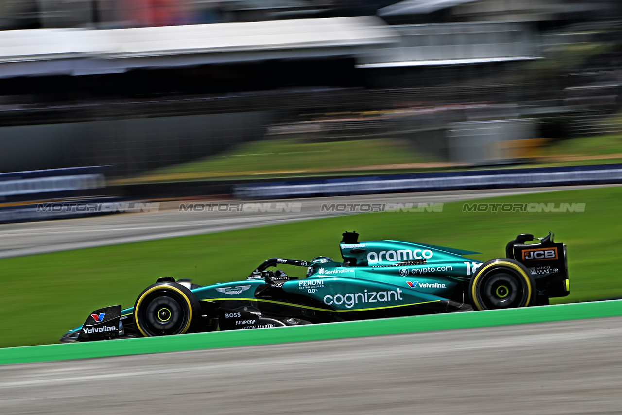 GP BRASILE, Lance Stroll (CDN) Aston Martin F1 Team AMR23.

04.11.2023. Formula 1 World Championship, Rd 21, Brazilian Grand Prix, Sao Paulo, Brazil, Sprint Day.

- www.xpbimages.com, EMail: requests@xpbimages.com © Copyright: Price / XPB Images