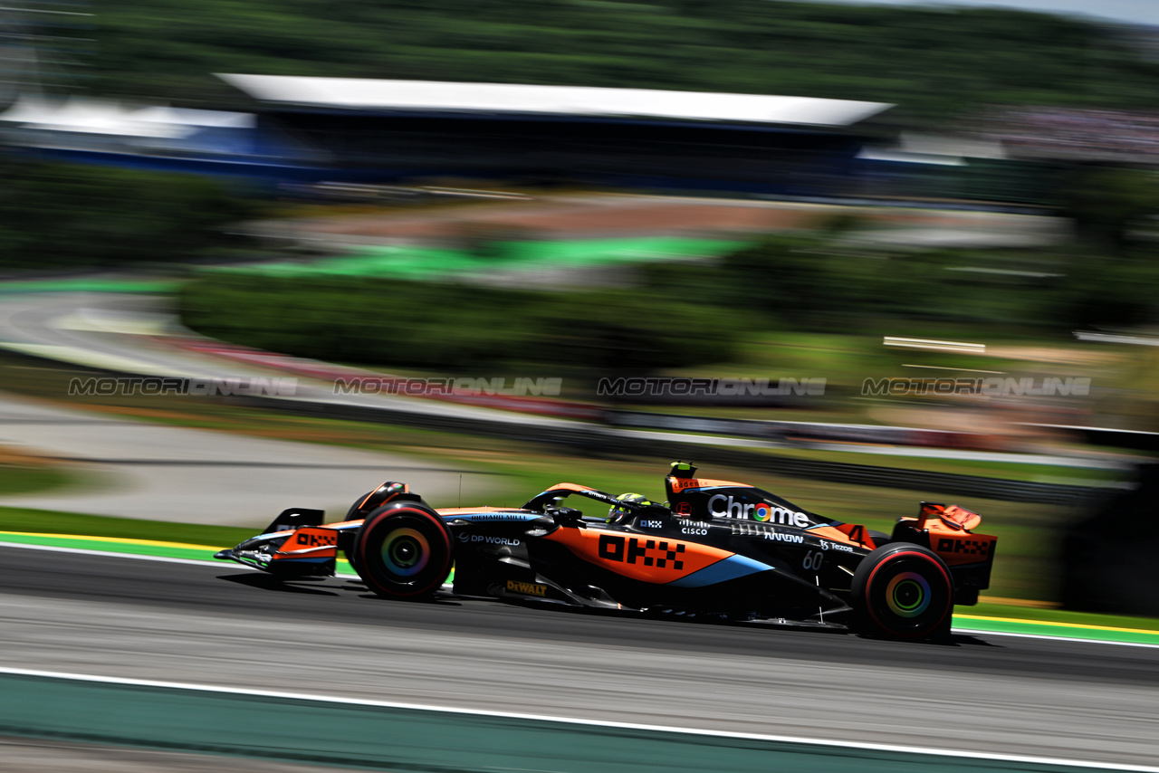 GP BRASILE, Lando Norris (GBR) McLaren MCL60.

04.11.2023. Formula 1 World Championship, Rd 21, Brazilian Grand Prix, Sao Paulo, Brazil, Sprint Day.

- www.xpbimages.com, EMail: requests@xpbimages.com © Copyright: Price / XPB Images