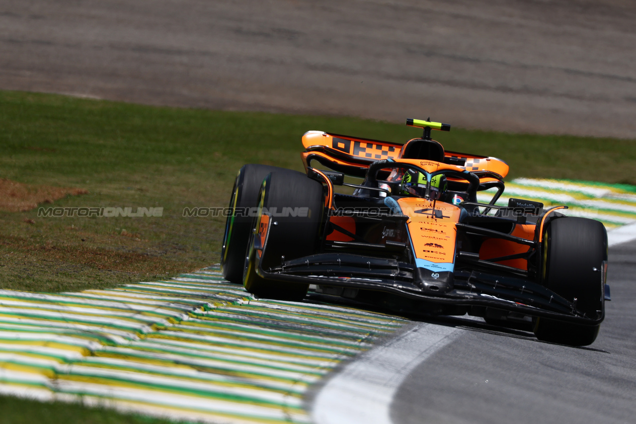 GP BRASILE, Lando Norris (GBR) McLaren MCL60.

04.11.2023. Formula 1 World Championship, Rd 21, Brazilian Grand Prix, Sao Paulo, Brazil, Sprint Day.

 - www.xpbimages.com, EMail: requests@xpbimages.com © Copyright: Coates / XPB Images