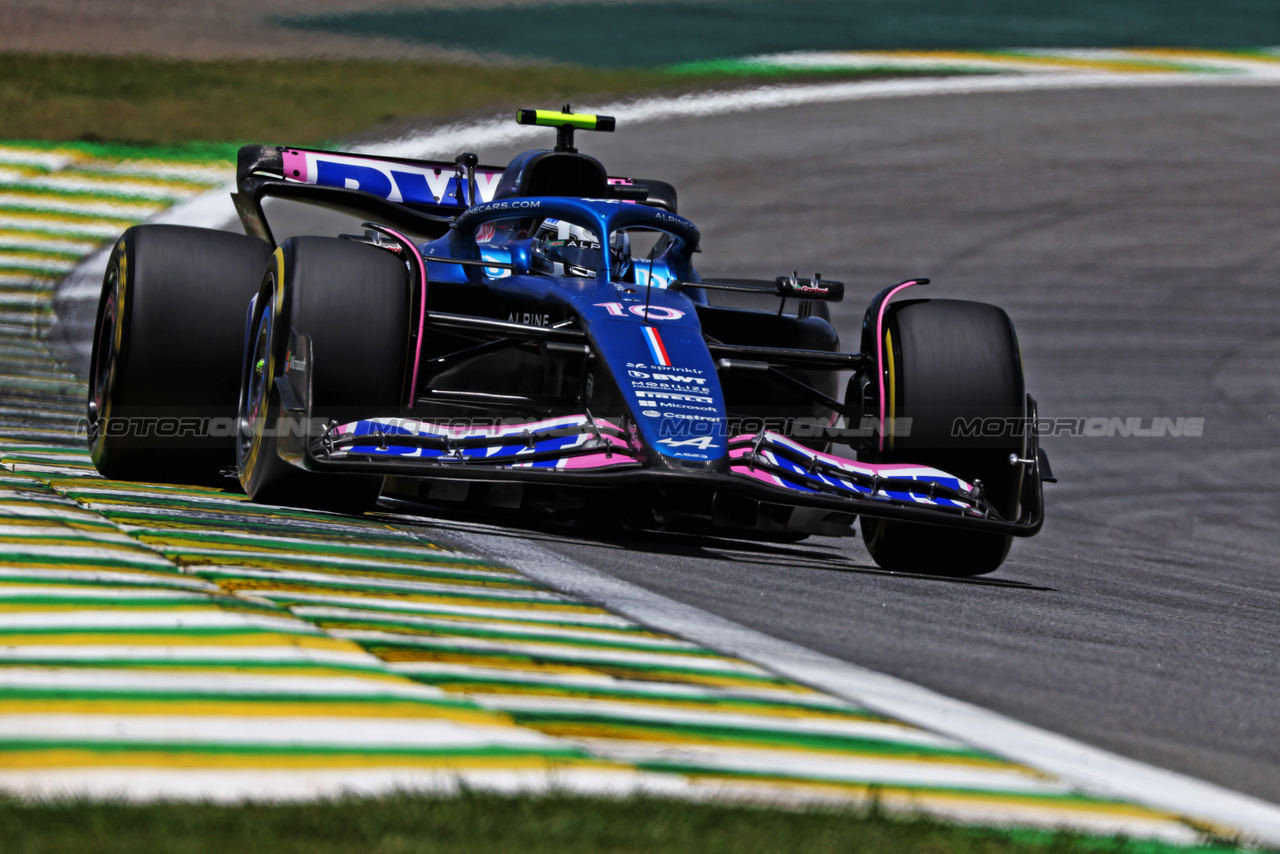 GP BRASILE, Pierre Gasly (FRA) Alpine F1 Team A523.

04.11.2023. Formula 1 World Championship, Rd 21, Brazilian Grand Prix, Sao Paulo, Brazil, Sprint Day.

 - www.xpbimages.com, EMail: requests@xpbimages.com © Copyright: Coates / XPB Images