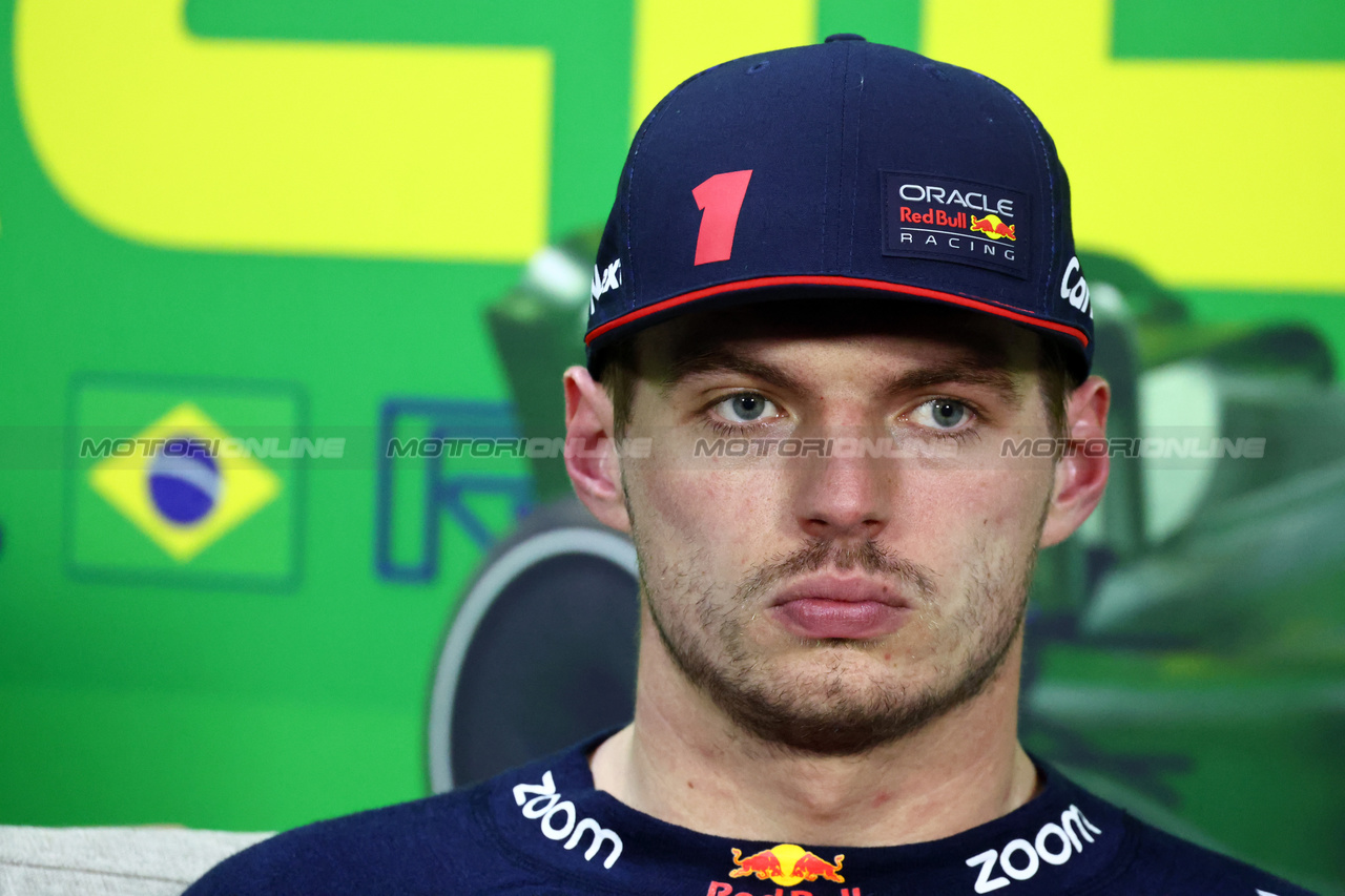 GP BRASILE, Max Verstappen (NLD) Red Bull Racing in the post Sprint FIA Press Conference.

04.11.2023. Formula 1 World Championship, Rd 21, Brazilian Grand Prix, Sao Paulo, Brazil, Sprint Day.

- www.xpbimages.com, EMail: requests@xpbimages.com © Copyright: Batchelor / XPB Images