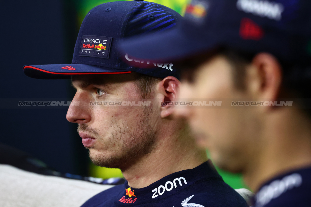 GP BRASILE, Max Verstappen (NLD) Red Bull Racing in the post Sprint FIA Press Conference.

04.11.2023. Formula 1 World Championship, Rd 21, Brazilian Grand Prix, Sao Paulo, Brazil, Sprint Day.

- www.xpbimages.com, EMail: requests@xpbimages.com © Copyright: Batchelor / XPB Images