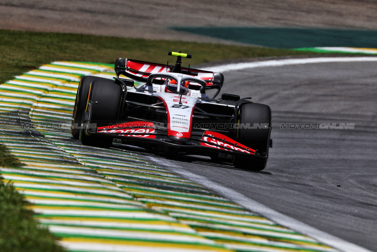 GP BRASILE, Nico Hulkenberg (GER) Haas VF-23.

04.11.2023. Formula 1 World Championship, Rd 21, Brazilian Grand Prix, Sao Paulo, Brazil, Sprint Day.

 - www.xpbimages.com, EMail: requests@xpbimages.com © Copyright: Coates / XPB Images