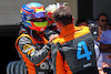 GP BRASILE, Lando Norris (GBR) McLaren celebrates being quickest in Sprint Shootout parc ferme with team mate Oscar Piastri (AUS) McLaren (Left).
04.11.2023. Formula 1 World Championship, Rd 21, Brazilian Grand Prix, Sao Paulo, Brazil, Sprint Day.
- www.xpbimages.com, EMail: requests@xpbimages.com © Copyright: Batchelor / XPB Images