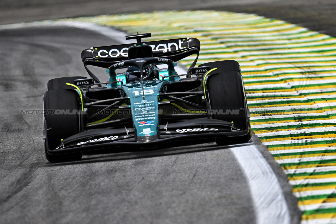 GP BRASILE, Lance Stroll (CDN) Aston Martin F1 Team AMR23.

03.11.2023. Formula 1 World Championship, Rd 21, Brazilian Grand Prix, Sao Paulo, Brazil, Qualifiche Day.

- www.xpbimages.com, EMail: requests@xpbimages.com © Copyright: Price / XPB Images