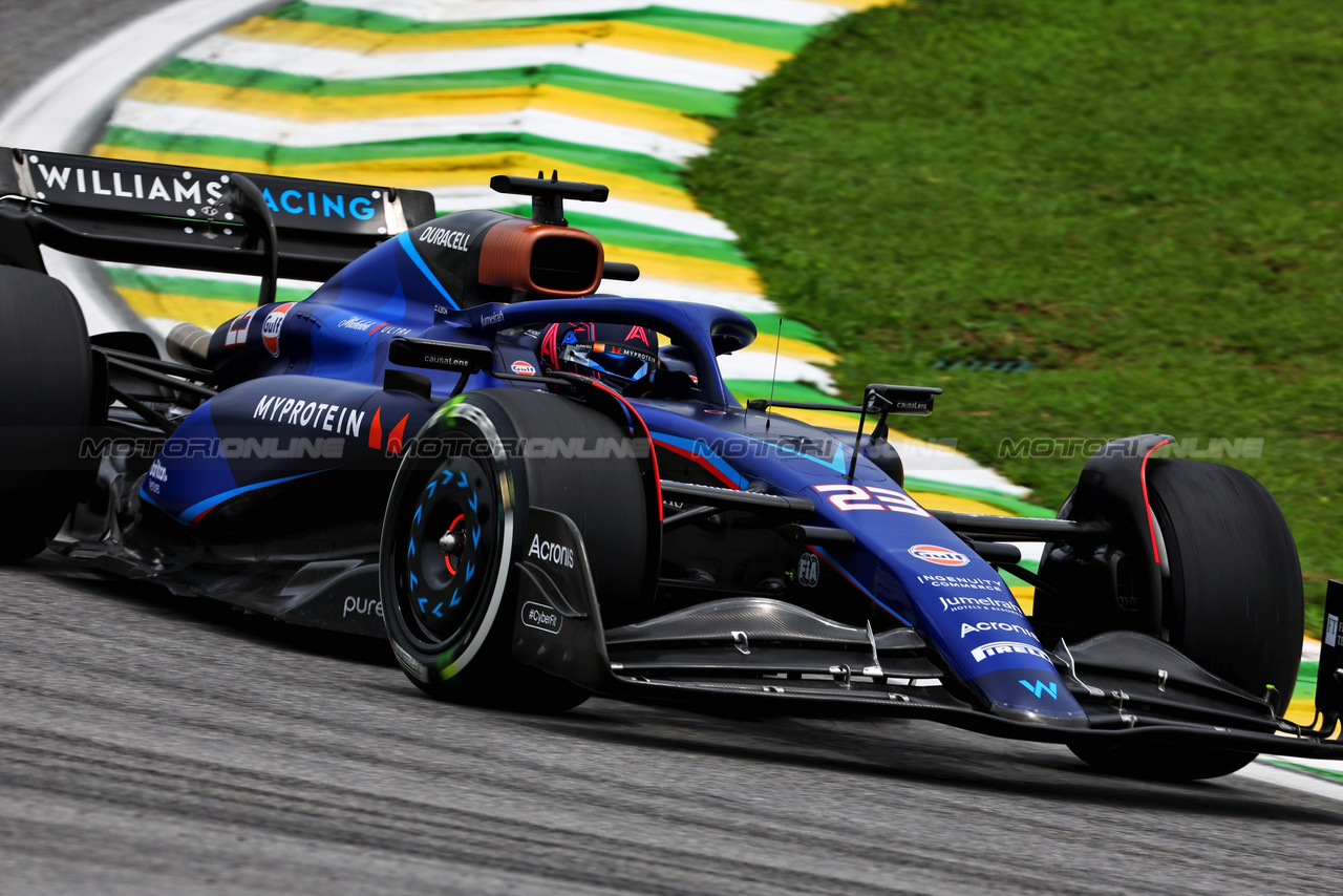 GP BRASILE, Alexander Albon (THA) Williams Racing FW45.

03.11.2023. Formula 1 World Championship, Rd 21, Brazilian Grand Prix, Sao Paulo, Brazil, Qualifiche Day.

 - www.xpbimages.com, EMail: requests@xpbimages.com © Copyright: Coates / XPB Images