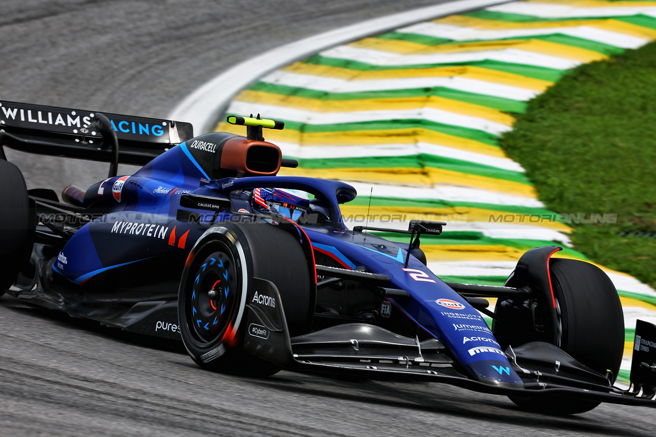 GP BRASILE, Logan Sargeant (USA) Williams Racing FW45.

03.11.2023. Formula 1 World Championship, Rd 21, Brazilian Grand Prix, Sao Paulo, Brazil, Qualifiche Day.

 - www.xpbimages.com, EMail: requests@xpbimages.com © Copyright: Coates / XPB Images