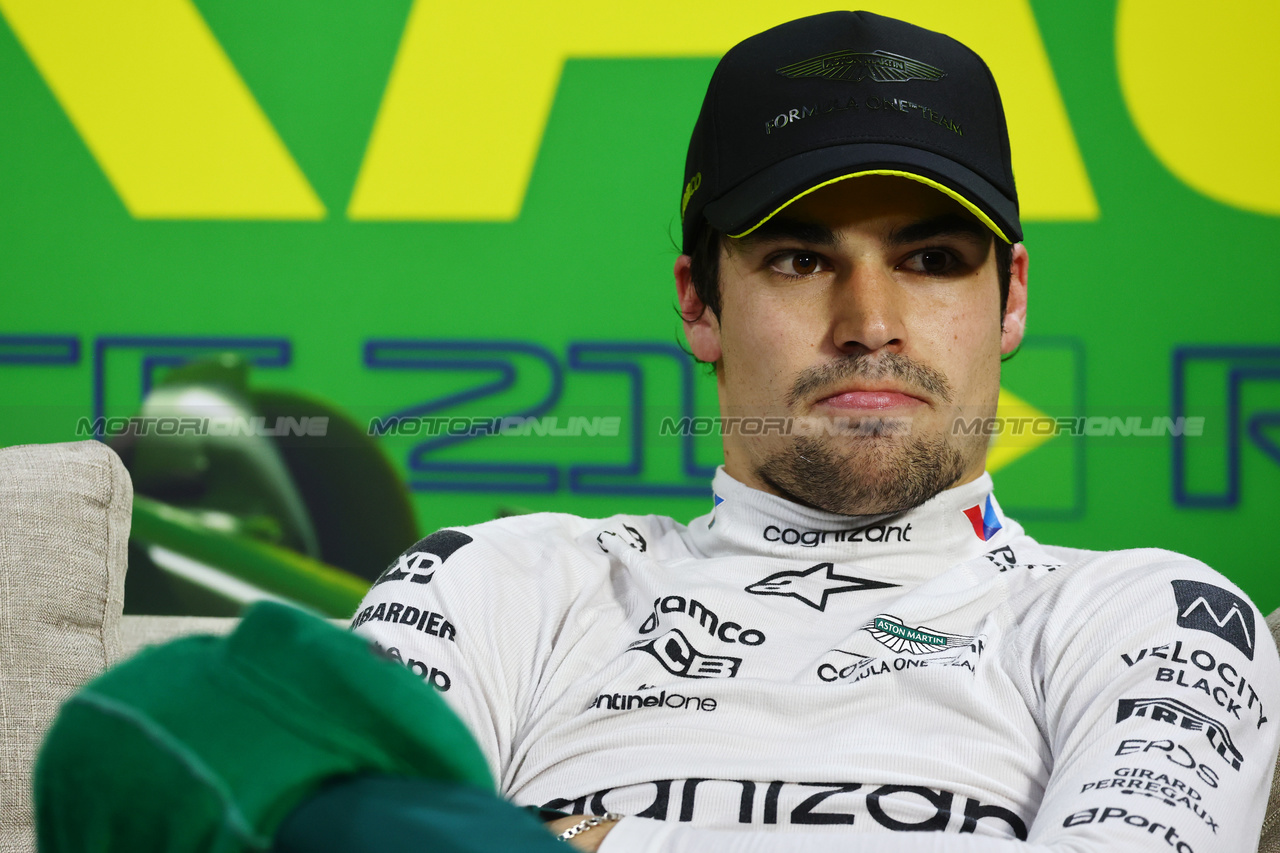 GP BRASILE, Lance Stroll (CDN) Aston Martin F1 Team in the post qualifying FIA Press Conference.

03.11.2023. Formula 1 World Championship, Rd 21, Brazilian Grand Prix, Sao Paulo, Brazil, Qualifiche Day.

- www.xpbimages.com, EMail: requests@xpbimages.com © Copyright: Batchelor / XPB Images