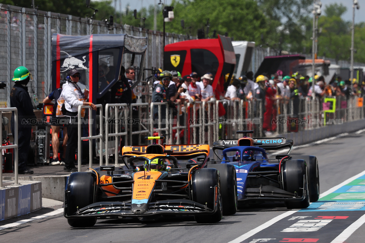 GP CANADA, Alexander Albon (THA) Williams Racing FW45 e Lando Norris (GBR) McLaren MCL60 leave the pits.

18.06.2023. Formula 1 World Championship, Rd 9, Canadian Grand Prix, Montreal, Canada, Gara Day.

- www.xpbimages.com, EMail: requests@xpbimages.com © Copyright: Batchelor / XPB Images