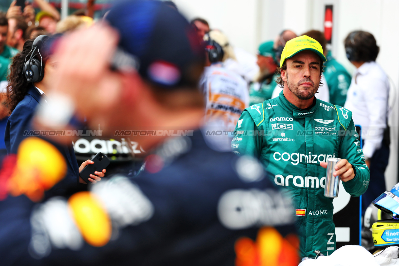 GP CANADA, Second placed Fernando Alonso (ESP) Aston Martin F1 Team in parc ferme.

18.06.2023. Formula 1 World Championship, Rd 9, Canadian Grand Prix, Montreal, Canada, Gara Day.

 - www.xpbimages.com, EMail: requests@xpbimages.com © Copyright: Coates / XPB Images