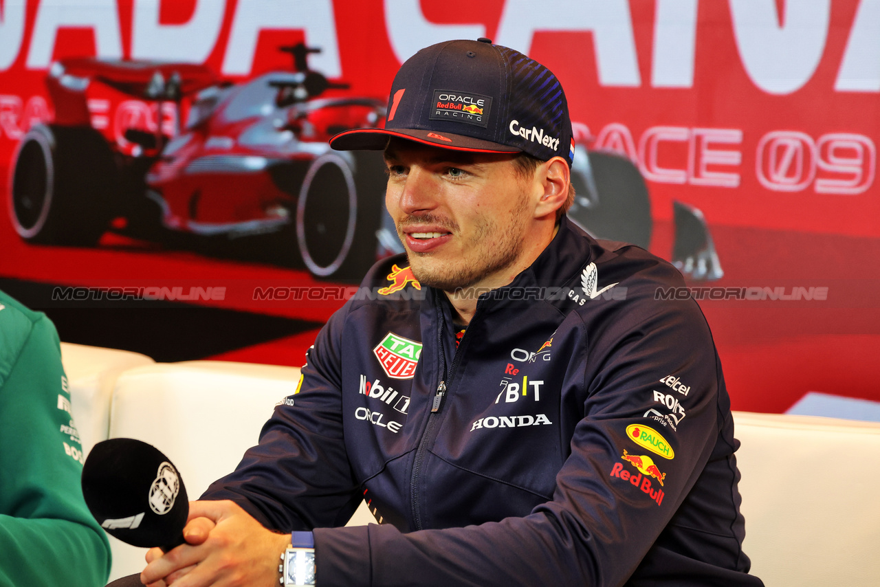 GP CANADA, Max Verstappen (NLD) Red Bull Racing in the post race FIA Press Conference.

18.06.2023. Formula 1 World Championship, Rd 9, Canadian Grand Prix, Montreal, Canada, Gara Day.

- www.xpbimages.com, EMail: requests@xpbimages.com © Copyright: Bearne / XPB Images