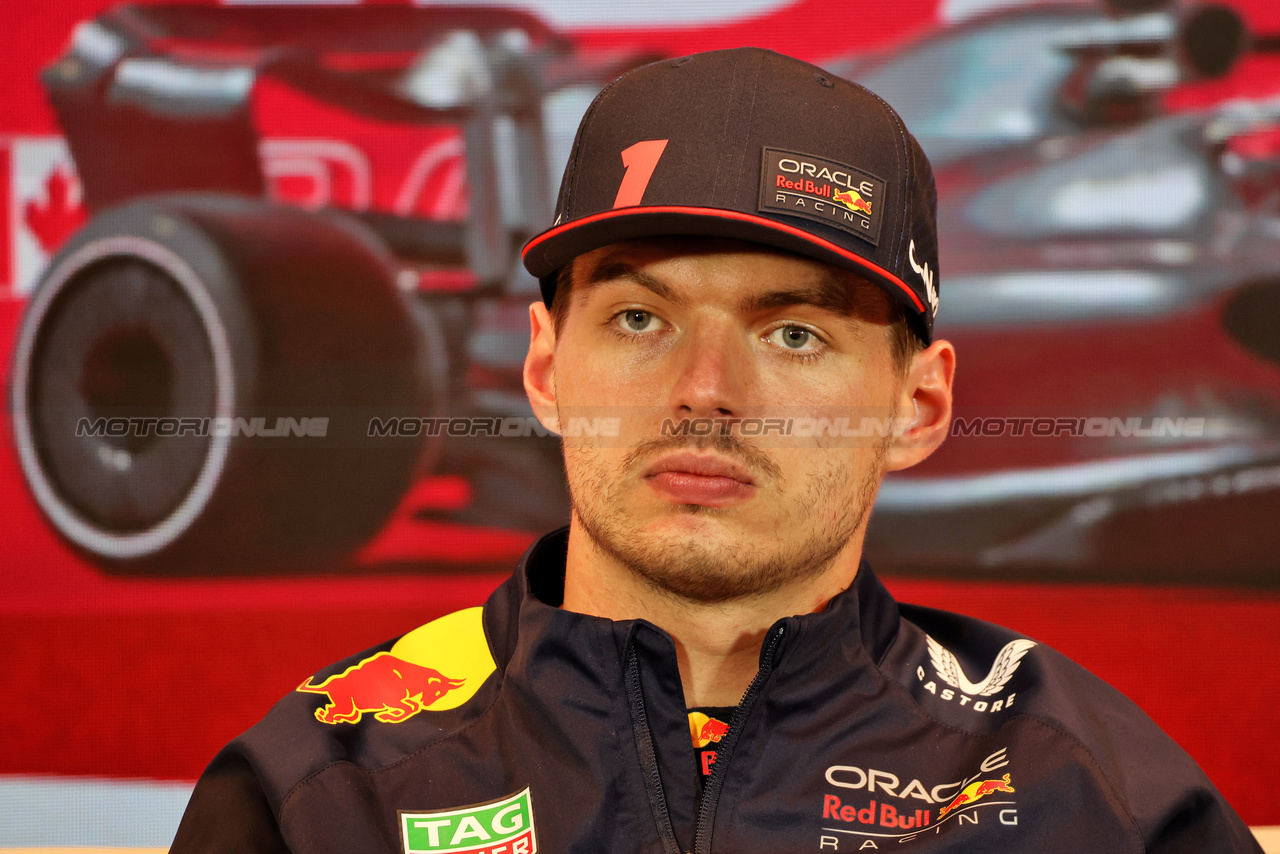 GP CANADA, Max Verstappen (NLD) Red Bull Racing in the post race FIA Press Conference.

18.06.2023. Formula 1 World Championship, Rd 9, Canadian Grand Prix, Montreal, Canada, Gara Day.

- www.xpbimages.com, EMail: requests@xpbimages.com © Copyright: Bearne / XPB Images