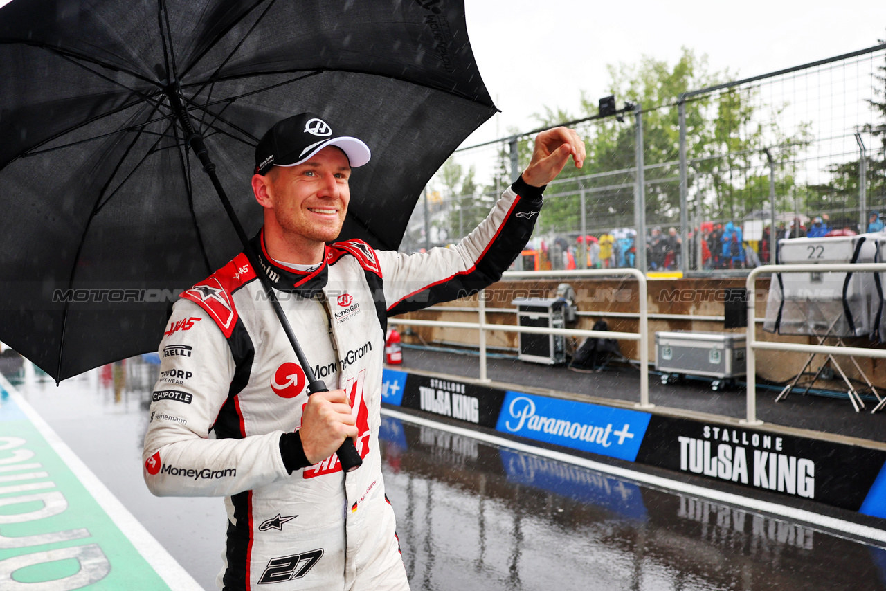 GP CANADA, Nico Hulkenberg (GER) Haas F1 Team celebrates his second position in qualifying.

17.06.2023. Formula 1 World Championship, Rd 9, Canadian Grand Prix, Montreal, Canada, Qualifiche Day.

- www.xpbimages.com, EMail: requests@xpbimages.com © Copyright: Batchelor / XPB Images