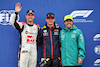 GP CANADA, Qualifiche top three in parc ferme (L to R): Nico Hulkenberg (GER) Haas F1 Team, second; Max Verstappen (NLD) Red Bull Racing, pole position; Fernando Alonso (ESP) Aston Martin F1 Team, third.
17.06.2023. Formula 1 World Championship, Rd 9, Canadian Grand Prix, Montreal, Canada, Qualifiche Day.
- www.xpbimages.com, EMail: requests@xpbimages.com © Copyright: Batchelor / XPB Images