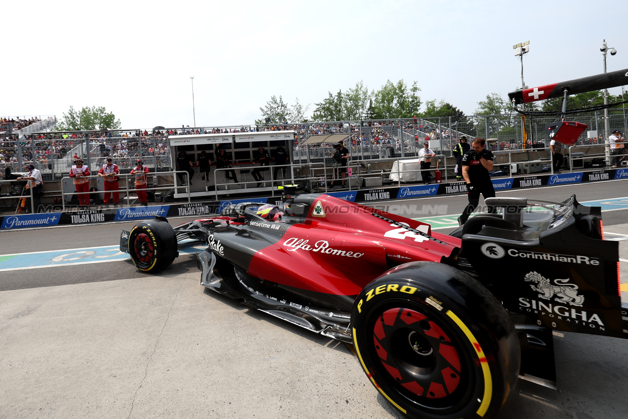 GP CANADA, Zhou Guanyu (CHN) Alfa Romeo F1 Team C43 leaves the pits.

16.06.2023. Formula 1 World Championship, Rd 9, Canadian Grand Prix, Montreal, Canada, Practice Day.

- www.xpbimages.com, EMail: requests@xpbimages.com © Copyright: Bearne / XPB Images