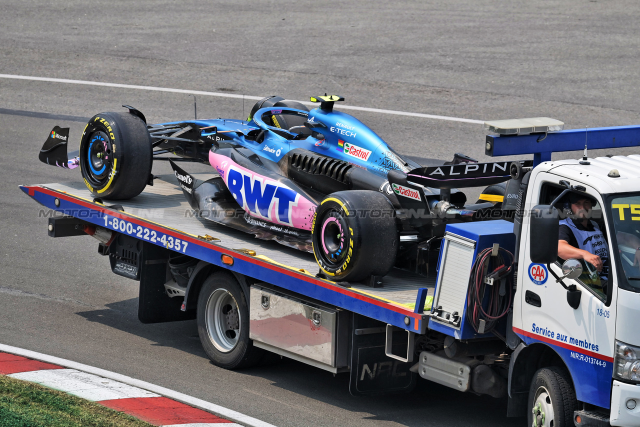 GP CANADA, The Alpine F1 Team A523 of Pierre Gasly (FRA) Alpine F1 Team is recovered back to the pits on the back of a truck.

16.06.2023. Formula 1 World Championship, Rd 9, Canadian Grand Prix, Montreal, Canada, Practice Day.

- www.xpbimages.com, EMail: requests@xpbimages.com © Copyright: Price / XPB Images