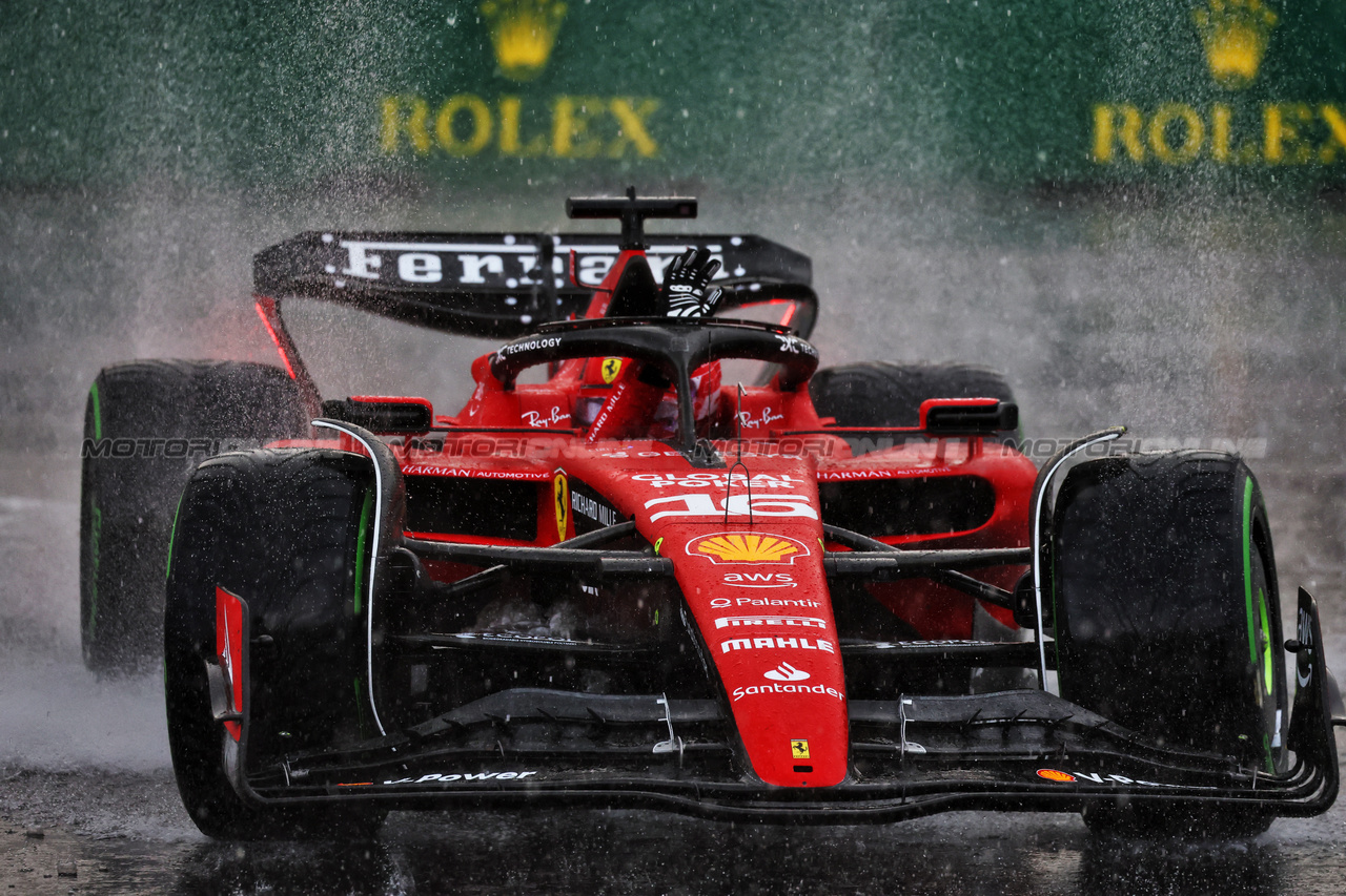 GP CANADA, Charles Leclerc (MON) Ferrari SF-23 in the wet at the end of the second practice session.

16.06.2023. Formula 1 World Championship, Rd 9, Canadian Grand Prix, Montreal, Canada, Practice Day.

- www.xpbimages.com, EMail: requests@xpbimages.com © Copyright: Moy / XPB Images