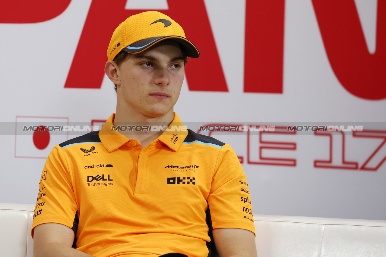GP GIAPPONE, Oscar Piastri (AUS) McLaren in the post race FIA Press Conference.

24.09.2023. Formula 1 World Championship, Rd 17, Japanese Grand Prix, Suzuka, Japan, Gara Day.

- www.xpbimages.com, EMail: requests@xpbimages.com © Copyright: Moy / XPB Images