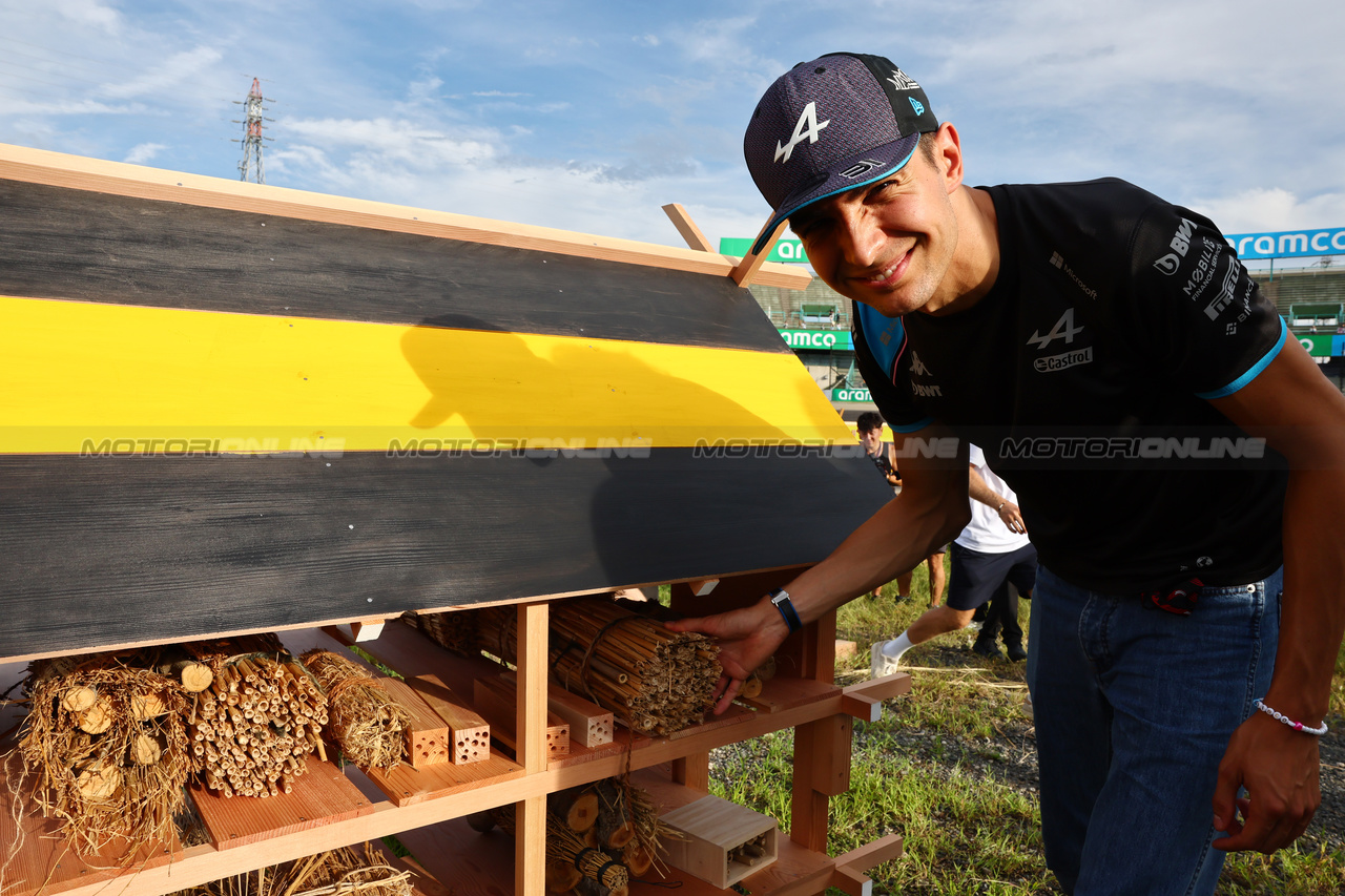 GP GIAPPONE, Esteban Ocon (FRA) Alpine F1 Team - Bee Hotel at Buzzin' Corner. 

21.09.2023. Formula 1 World Championship, Rd 17, Japanese Grand Prix, Suzuka, Japan, Preparation Day.

- www.xpbimages.com, EMail: requests@xpbimages.com © Copyright: Batchelor / XPB Images