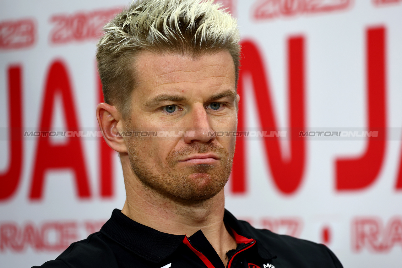 GP GIAPPONE, Nico Hulkenberg (GER) Haas F1 Team in the FIA Press Conference.

21.09.2023. Formula 1 World Championship, Rd 17, Japanese Grand Prix, Suzuka, Japan, Preparation Day.

- www.xpbimages.com, EMail: requests@xpbimages.com © Copyright: Batchelor / XPB Images