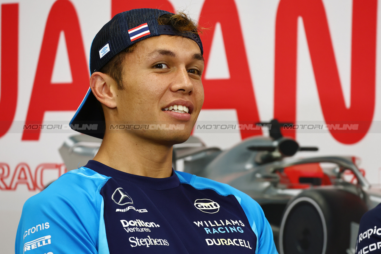 GP GIAPPONE, Alexander Albon (THA) Williams Racing in the FIA Press Conference.

21.09.2023. Formula 1 World Championship, Rd 17, Japanese Grand Prix, Suzuka, Japan, Preparation Day.

- www.xpbimages.com, EMail: requests@xpbimages.com © Copyright: Batchelor / XPB Images