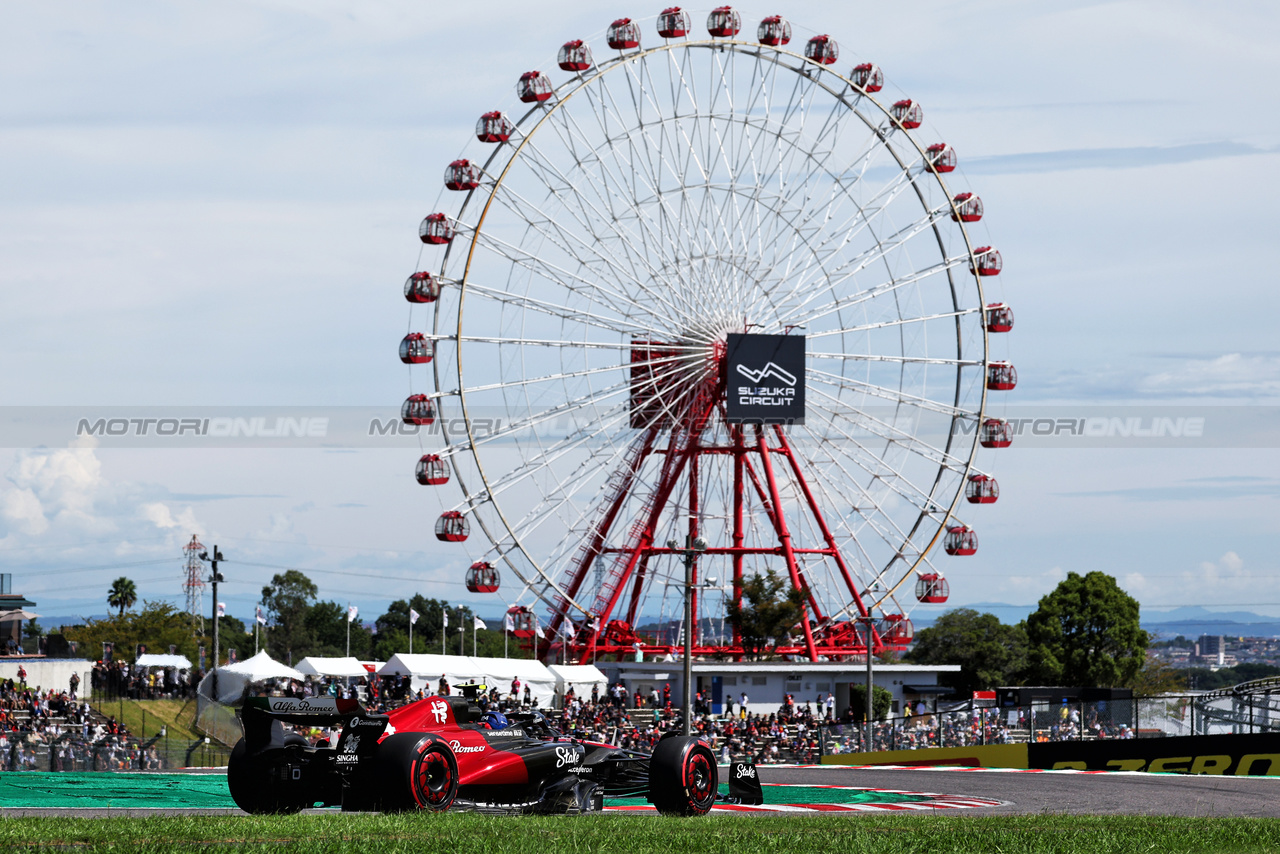 GP GIAPPONE, Zhou Guanyu (CHN) Alfa Romeo F1 Team C43.

23.09.2023. Formula 1 World Championship, Rd 17, Japanese Grand Prix, Suzuka, Japan, Qualifiche Day.

- www.xpbimages.com, EMail: requests@xpbimages.com © Copyright: Moy / XPB Images