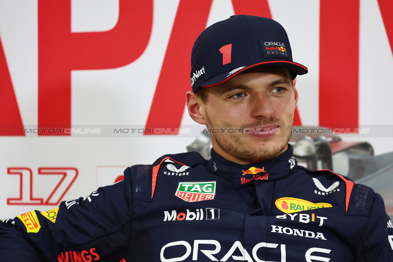 GP GIAPPONE, Max Verstappen (NLD) Red Bull Racing in the FIA Press Conference.

23.09.2023. Formula 1 World Championship, Rd 17, Japanese Grand Prix, Suzuka, Japan, Qualifiche Day.

- www.xpbimages.com, EMail: requests@xpbimages.com © Copyright: Batchelor / XPB Images