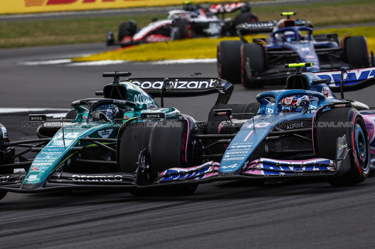 GP GRAN BRETAGNA, Lance Stroll (CDN), Aston Martin F1 Team Pierre Gasly (FRA), Alpine F1 Team 
09.07.2023. Formula 1 World Championship, Rd 11, British Grand Prix, Silverstone, England, Gara Day.
- www.xpbimages.com, EMail: requests@xpbimages.com © Copyright: Charniaux / XPB Images