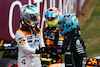 GP GRAN BRETAGNA, (L to R): Lando Norris (GBR) McLaren celebrates his second position in parc ferme with George Russell (GBR) Mercedes AMG F1.
09.07.2023. Formula 1 World Championship, Rd 11, British Grand Prix, Silverstone, England, Gara Day.
 - www.xpbimages.com, EMail: requests@xpbimages.com © Copyright: Coates / XPB Images