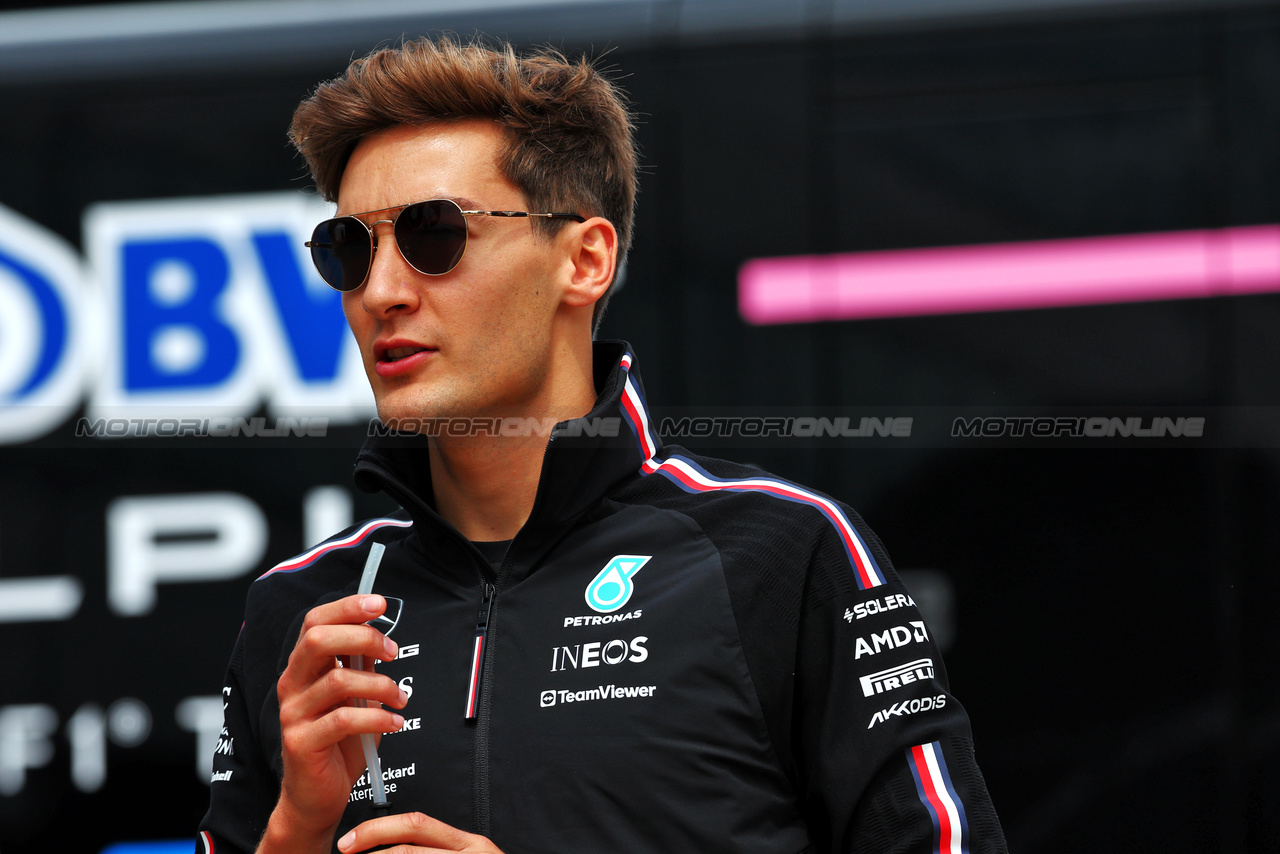 GP GRAN BRETAGNA, George Russell (GBR) Mercedes AMG F1.

06.07.2023. Formula 1 World Championship, Rd 11, British Grand Prix, Silverstone, England, Preparation Day.

- www.xpbimages.com, EMail: requests@xpbimages.com © Copyright: Batchelor / XPB Images
