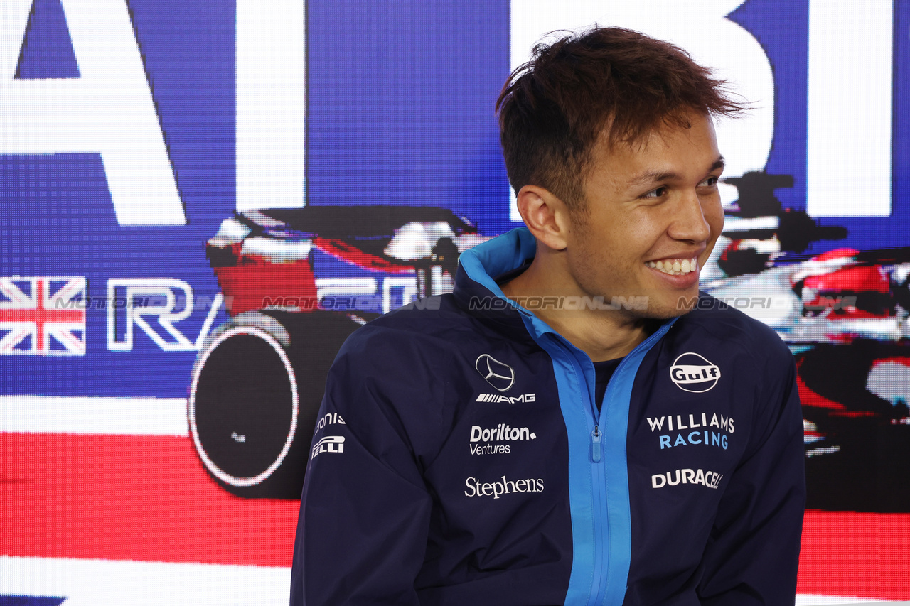 GP GRAN BRETAGNA, Alexander Albon (THA) Williams Racing in the FIA Press Conference.

06.07.2023. Formula 1 World Championship, Rd 11, British Grand Prix, Silverstone, England, Preparation Day.

- www.xpbimages.com, EMail: requests@xpbimages.com © Copyright: Bearne / XPB Images