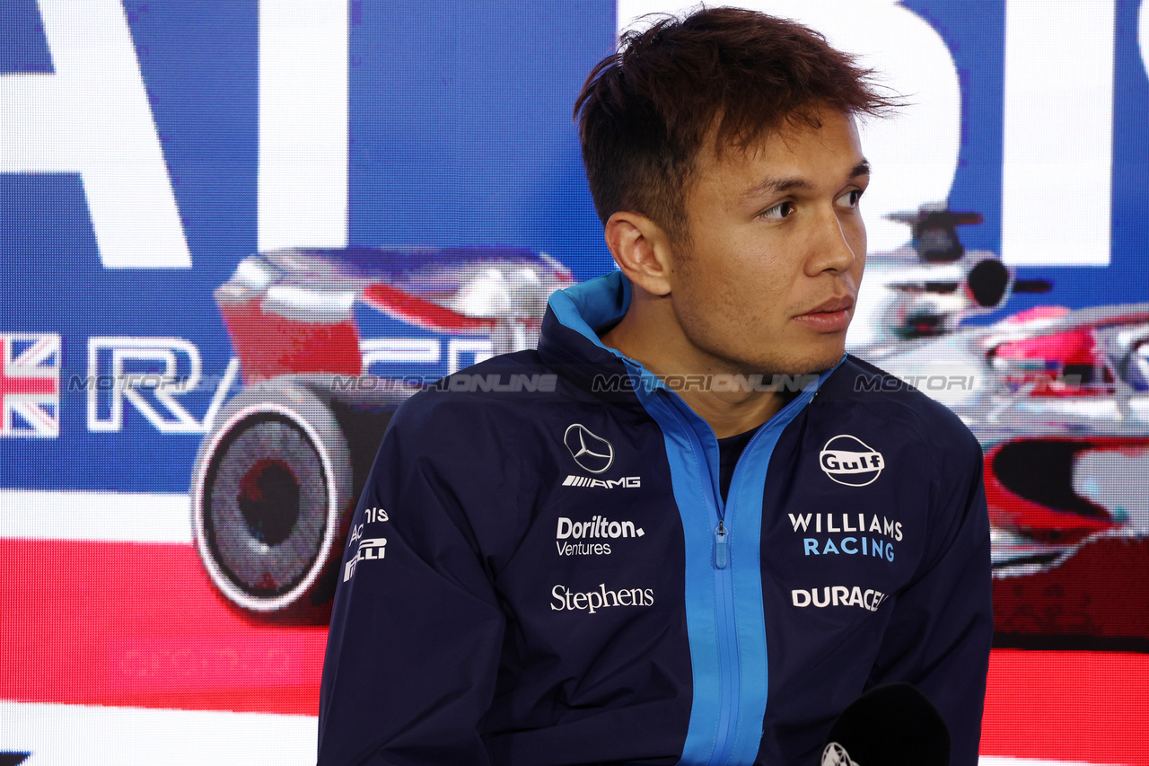 GP GRAN BRETAGNA, Alexander Albon (THA) Williams Racing in the FIA Press Conference.

06.07.2023. Formula 1 World Championship, Rd 11, British Grand Prix, Silverstone, England, Preparation Day.

- www.xpbimages.com, EMail: requests@xpbimages.com © Copyright: Bearne / XPB Images