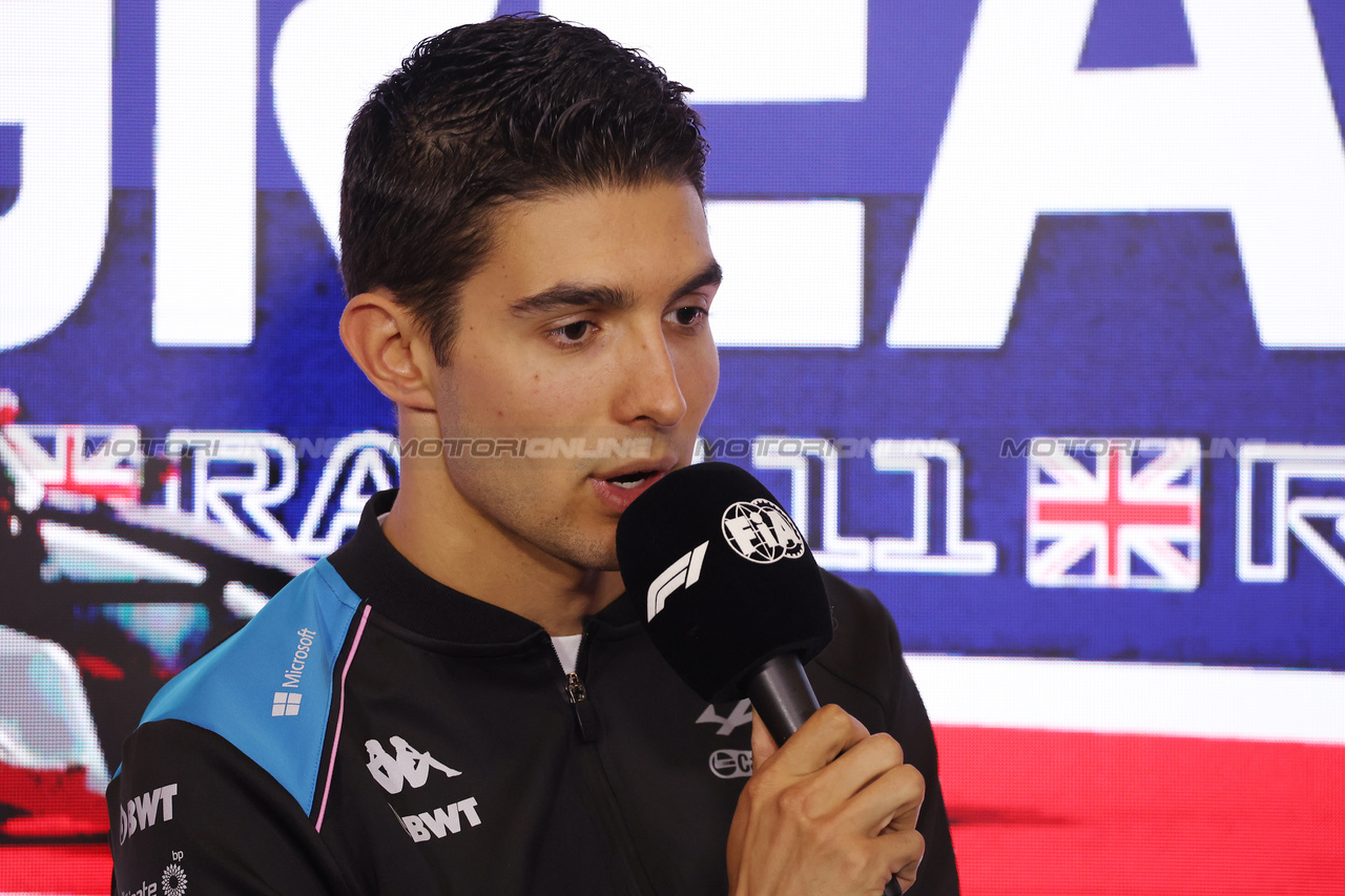 GP GRAN BRETAGNA, Esteban Ocon (FRA) Alpine F1 Team in the FIA Press Conference.

06.07.2023. Formula 1 World Championship, Rd 11, British Grand Prix, Silverstone, England, Preparation Day.

- www.xpbimages.com, EMail: requests@xpbimages.com © Copyright: Bearne / XPB Images