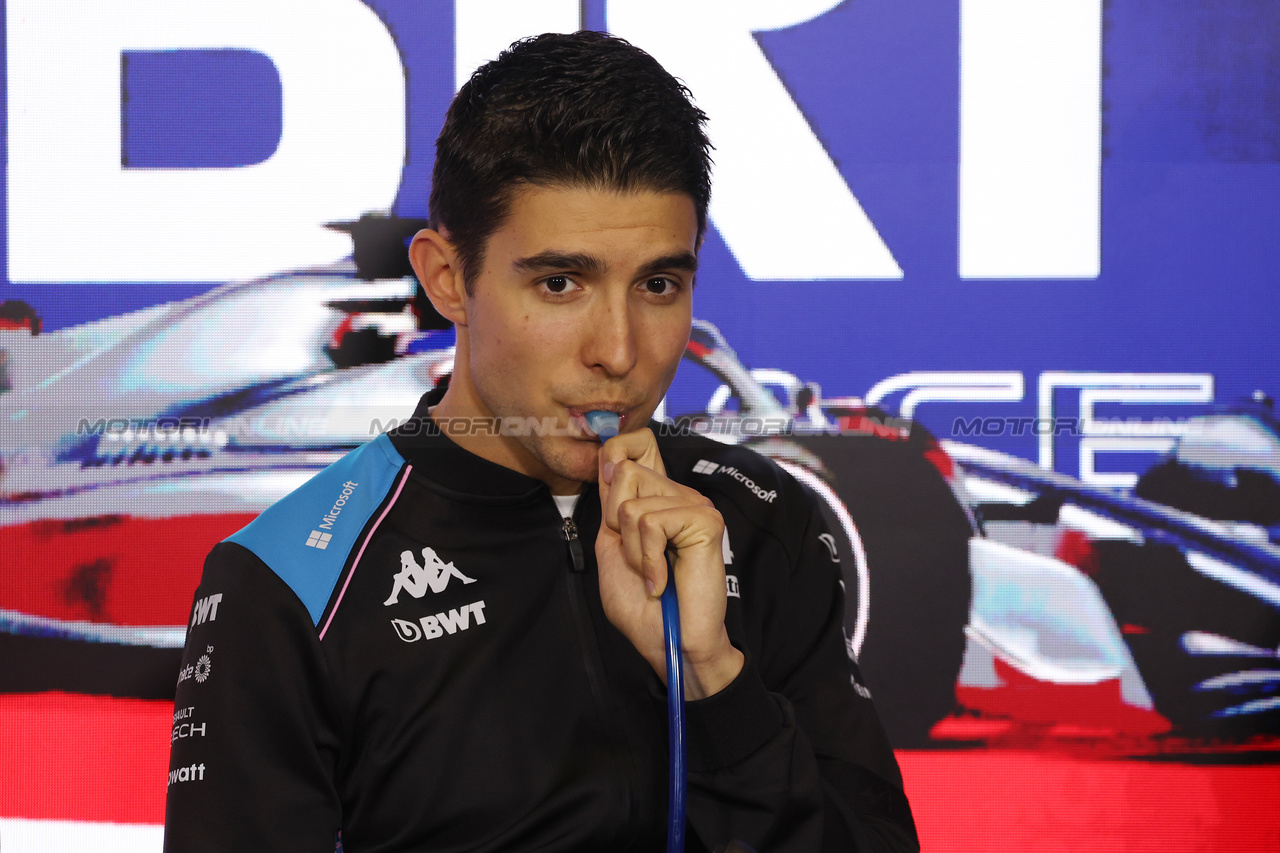GP GRAN BRETAGNA, Esteban Ocon (FRA) Alpine F1 Team in the FIA Press Conference.

06.07.2023. Formula 1 World Championship, Rd 11, British Grand Prix, Silverstone, England, Preparation Day.

- www.xpbimages.com, EMail: requests@xpbimages.com © Copyright: Bearne / XPB Images