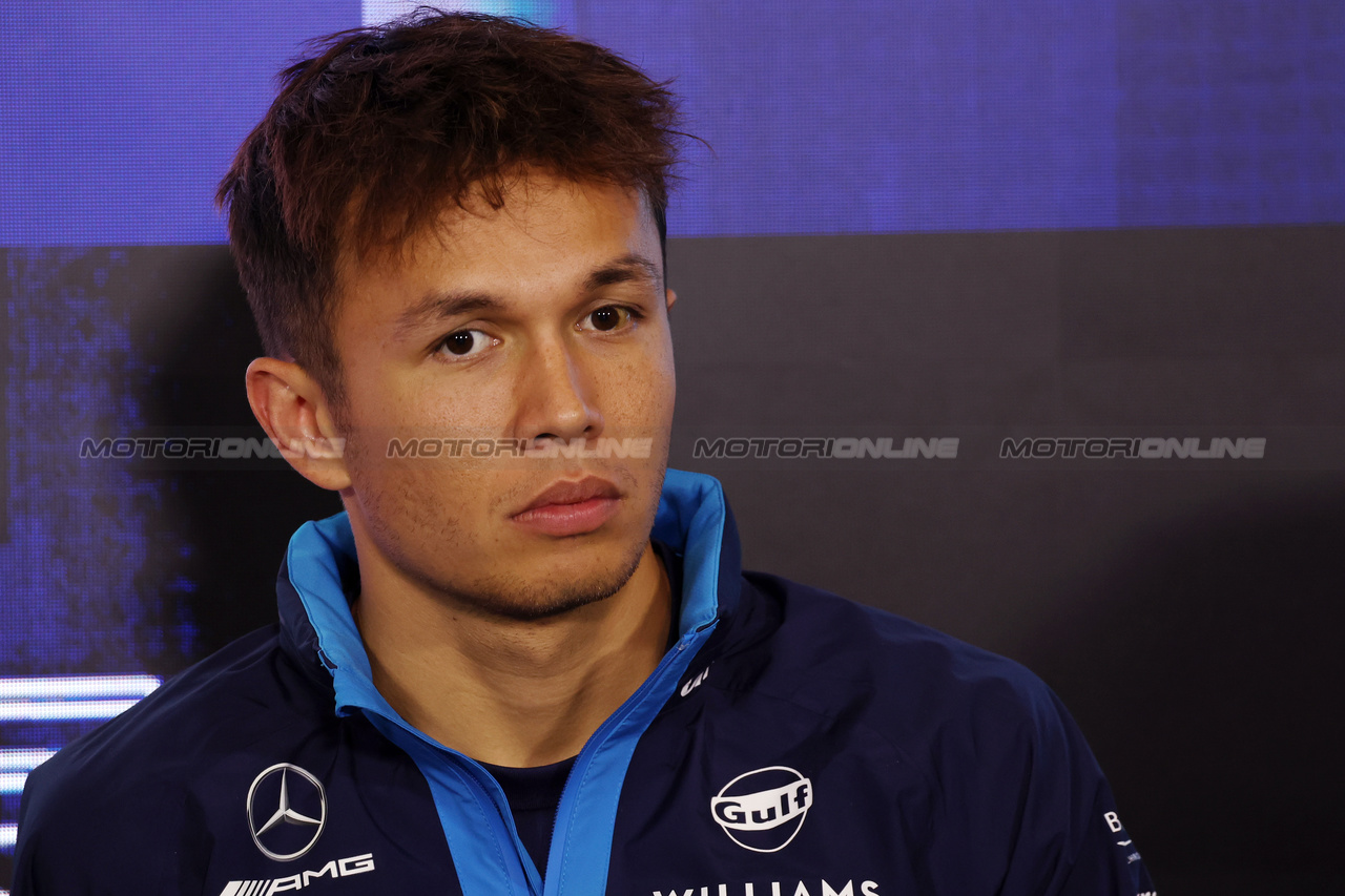 GP GRAN BRETAGNA, Alexander Albon (THA) Williams Racing in the FIA Press Conference.

06.07.2023. Formula 1 World Championship, Rd 11, British Grand Prix, Silverstone, England, Preparation Day.

- www.xpbimages.com, EMail: requests@xpbimages.com © Copyright: Bearne / XPB Images