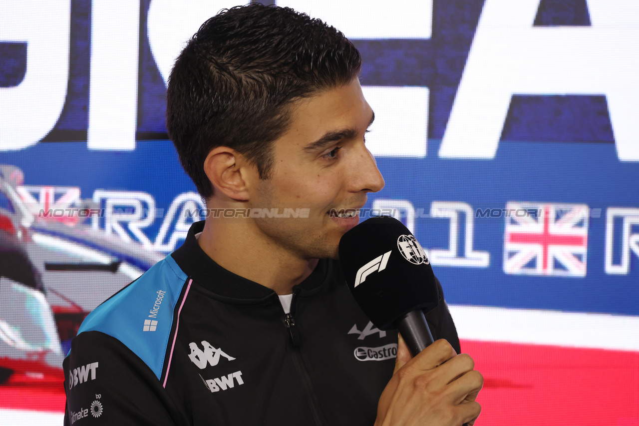 GP GRAN BRETAGNA, Esteban Ocon (FRA) Alpine F1 Team in the FIA Press Conference.

06.07.2023. Formula 1 World Championship, Rd 11, British Grand Prix, Silverstone, England, Preparation Day.

- www.xpbimages.com, EMail: requests@xpbimages.com © Copyright: Bearne / XPB Images