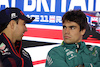 GP GRAN BRETAGNA, (L to R): Sergio Perez (MEX) Red Bull Racing with Lance Stroll (CDN) Aston Martin F1 Team in the FIA Press Conference.
06.07.2023. Formula 1 World Championship, Rd 11, British Grand Prix, Silverstone, England, Preparation Day.
- www.xpbimages.com, EMail: requests@xpbimages.com © Copyright: Bearne / XPB Images