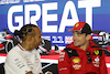 GP GRAN BRETAGNA, (L to R): Lewis Hamilton (GBR) Mercedes AMG F1 with Charles Leclerc (MON) Ferrari in the FIA Press Conference.
06.07.2023. Formula 1 World Championship, Rd 11, British Grand Prix, Silverstone, England, Preparation Day.
- www.xpbimages.com, EMail: requests@xpbimages.com © Copyright: Bearne / XPB Images