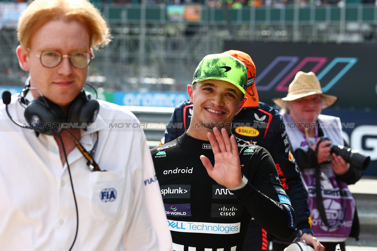 GP GRAN BRETAGNA, Thid placed Lando Norris (GBR) McLaren in qualifying parc ferme.

08.07.2023. Formula 1 World Championship, Rd 11, British Grand Prix, Silverstone, England, Qualifiche Day.

 - www.xpbimages.com, EMail: requests@xpbimages.com © Copyright: Coates / XPB Images